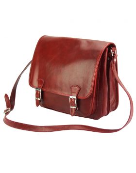 Palmira Leather Messenger Bag - Red