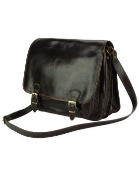 Palmira Leather Messenger Bag - Dark Brown