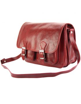 Pamela Leather Messenger Bag - Red