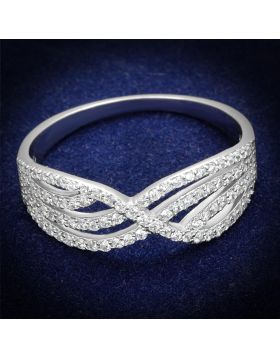 TS516-5 - 925 Sterling Silver Rhodium Ring AAA Grade CZ Clear