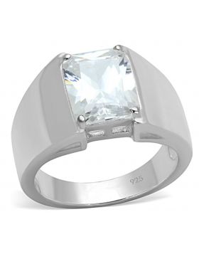 LOS741-7 - 925 Sterling Silver Silver Ring AAA Grade CZ Clear