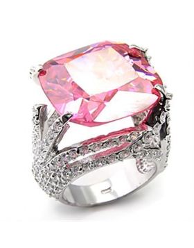7X250-7 - 925 Sterling Silver Rhodium Ring AAA Grade CZ Rose