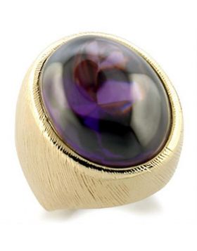 9W186-5 - Brass Gold Ring AAA Grade CZ Amethyst