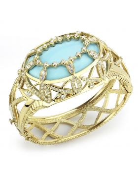 Bangle,Brass,Gold,Synthetic,Sea Blue