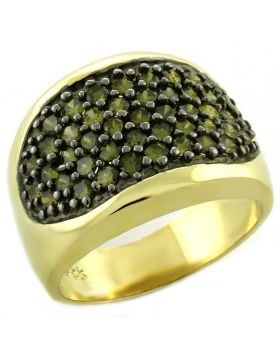 LOAS1042-5 - 925 Sterling Silver Gold Ring AAA Grade CZ Peridot