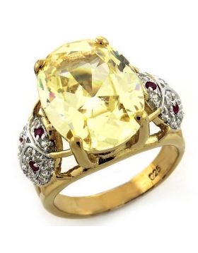 LOAS1143-5 - 925 Sterling Silver Gold Ring AAA Grade CZ Citrine