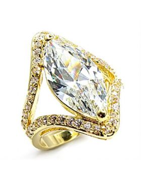 Ring Brass Gold AAA Grade CZ Clear