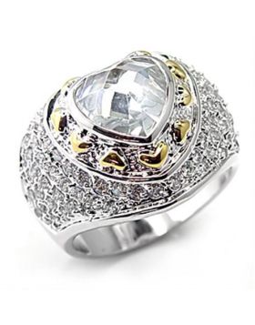 Ring Brass Reverse Two-Tone AAA Grade CZ Clear