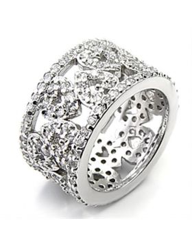 Ring 925 Sterling Silver Rhodium AAA Grade CZ Clear