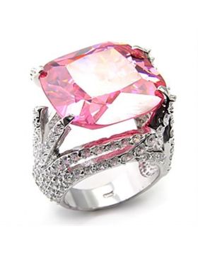 Ring 925 Sterling Silver Rhodium AAA Grade CZ Rose