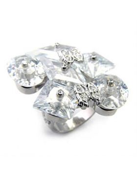 Ring 925 Sterling Silver Rhodium AAA Grade CZ Clear