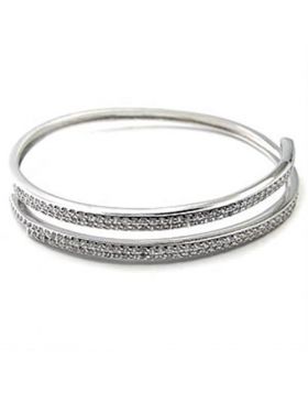 Bangle Brass Rhodium AAA Grade CZ Clear