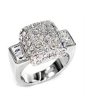 Ring 925 Sterling Silver Rhodium Top Grade Crystal Clear