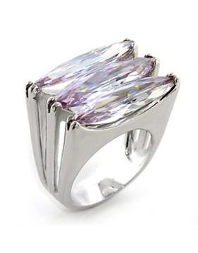 Ring Brass Rhodium AAA Grade CZ Light Amethyst