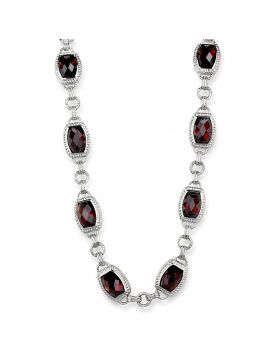 LOS877-16 - 925 Sterling Silver Rhodium Necklace AAA Grade CZ Garnet