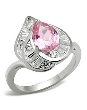 SS011-10 - 925 Sterling Silver Silver Ring AAA Grade CZ Rose