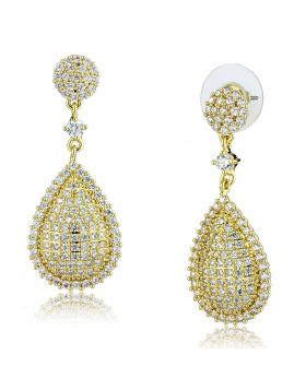 Earrings,Brass,Gold,AAA Grade CZ,Clear