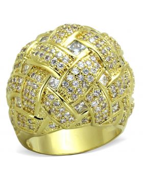 LO3353-5 - Brass Gold Ring AAA Grade CZ Clear