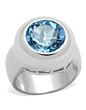 LOS737-7 - 925 Sterling Silver Silver Ring Synthetic Sea Blue