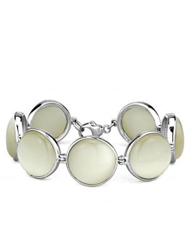 LOS762-7.5 - 925 Sterling Silver High-Polished Bracelet Synthetic White