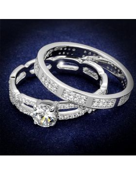 TS499-5 - 925 Sterling Silver Rhodium Ring AAA Grade CZ Clear
