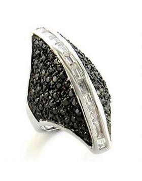 LOA581-7 - Brass Rhodium + Ruthenium Ring AAA Grade CZ Jet