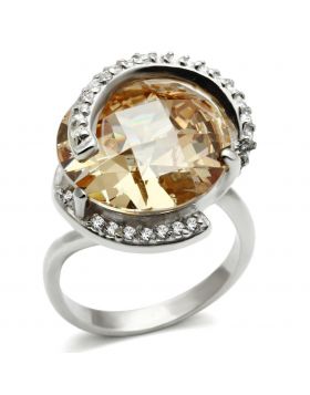 LOS540-5 - 925 Sterling Silver Silver Ring AAA Grade CZ Champagne