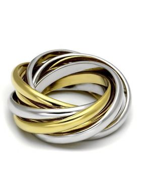 LO2527-5 - Brass Gold+Rhodium Ring No Stone No Stone