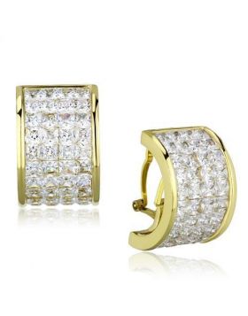 TK1807 - Stainless Steel IP Gold(Ion Plating) Earrings AAA Grade CZ Clear