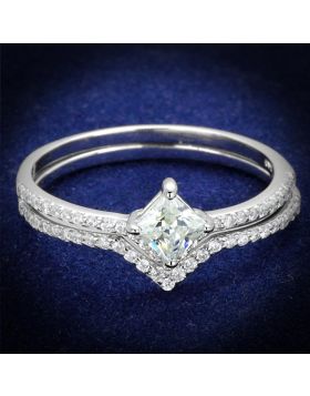 TS504-5 - 925 Sterling Silver Rhodium Ring AAA Grade CZ Clear