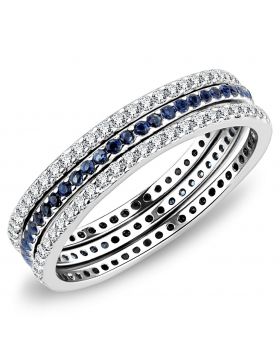 DA066-5 - Stainless Steel High polished (no plating) Ring AAA Grade CZ London Blue