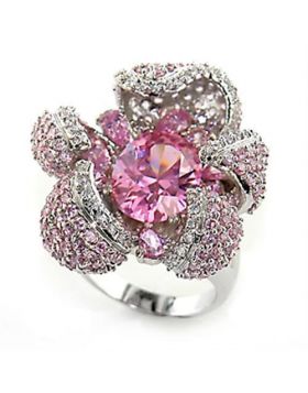 80316-5 - Brass Rhodium Ring AAA Grade CZ Rose