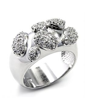 7X228-5 - 925 Sterling Silver Rhodium Ring AAA Grade CZ Clear