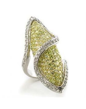 LOA579-6 - Brass Gold+Rhodium Ring AAA Grade CZ Apple Green color