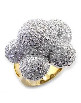 LOA573-5 - Brass Gold+Rhodium Ring AAA Grade CZ Clear