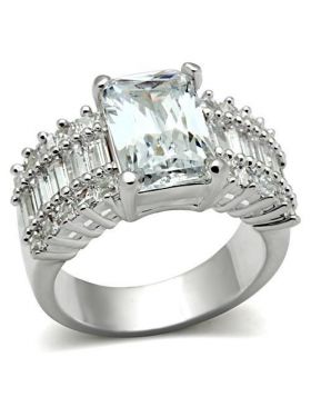 SS023-10 - 925 Sterling Silver Silver Ring AAA Grade CZ Clear