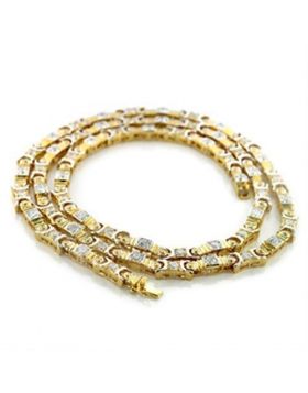 LO364-36 - Brass Gold+Rhodium Necklace AAA Grade CZ Clear