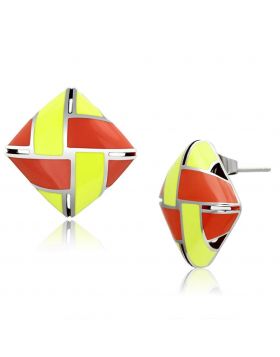 TK897 - Stainless Steel High polished (no plating) Earrings Epoxy Multi Color