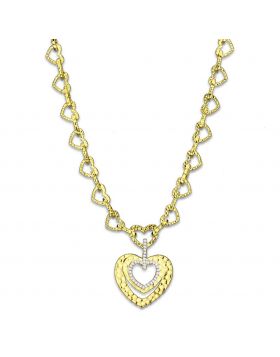 LO3341-16 - Brass Gold Necklace AAA Grade CZ Clear