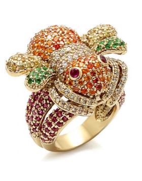 LO1603-8 - Brass Imitation Gold Ring Synthetic Ruby