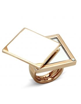 LO2971-8 - Brass Rose Gold Ring Synthetic Clear