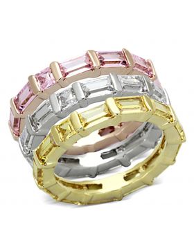 3W473-5 - Brass Tricolor Ring AAA Grade CZ Multi Color