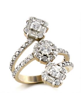 Ring Brass Gold+Rhodium AAA Grade CZ Clear