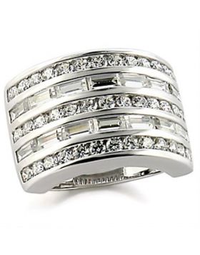 Ring Brass Rhodium AAA Grade CZ Clear