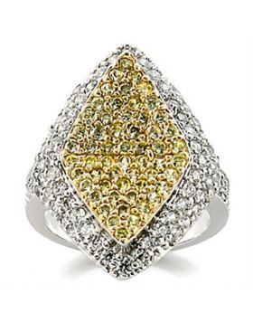 Ring Brass Reverse Two-Tone AAA Grade CZ Clear