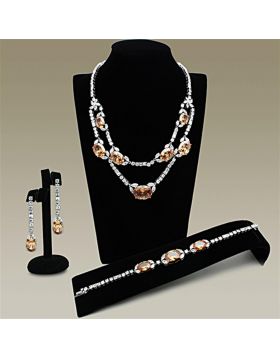 Jewelry Sets,Brass,Rhodium,AAA Grade CZ,Champagne
