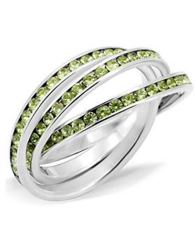 35120-5 - 925 Sterling Silver High-Polished Ring Top Grade Crystal Peridot