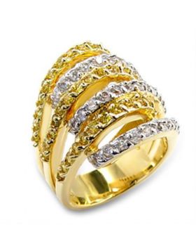 60110-6 - Brass Gold+Rhodium Ring AAA Grade CZ Topaz