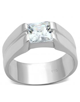 LOS708-7 - 925 Sterling Silver Silver Ring AAA Grade CZ Clear