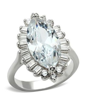 SS027-10 - 925 Sterling Silver Silver Ring AAA Grade CZ Clear